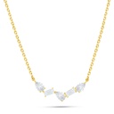 Sterling Silver 925 Necklace Golden Plated Embedded With White Zircon