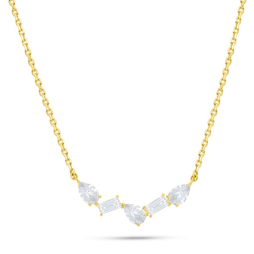 [NCL02WCZ00000B528] Sterling Silver 925 Necklace Golden Plated Embedded With White Zircon