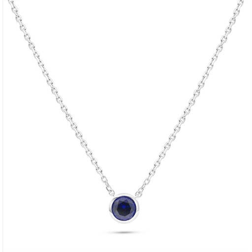 [NCL01SAP00000B531] Sterling Silver 925 Necklace Rhodium Plated Embedded With Sapphire Corundum 