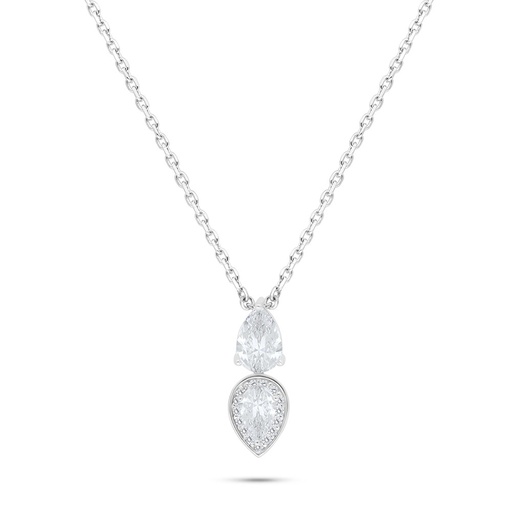 [NCL01WCZ00000B532] Sterling Silver 925 Necklace Rhodium Plated Embedded With White Zircon 