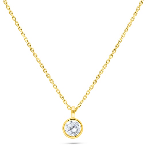 [NCL02WCZ00000B534] Sterling Silver 925 Necklace Golden Plated Embedded With White Zircon