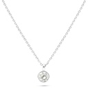 Sterling Silver 925 Necklace Rhodium Plated Embedded With Yellow Diamond 