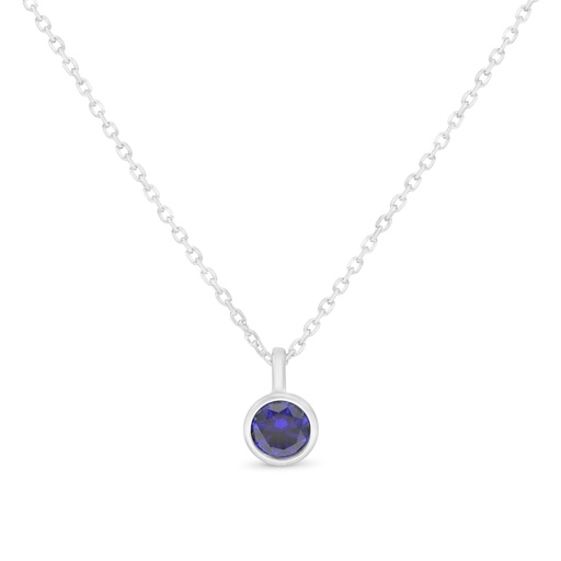 [NCL01SAP00000B534] Sterling Silver 925 Necklace Rhodium Plated Embedded With Sapphire Corundum 