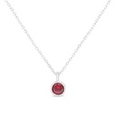 Sterling Silver 925 Necklace Rhodium Plated Embedded With Ruby Corundum 