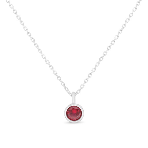 [NCL01RUB00000B534] Sterling Silver 925 Necklace Rhodium Plated Embedded With Ruby Corundum 