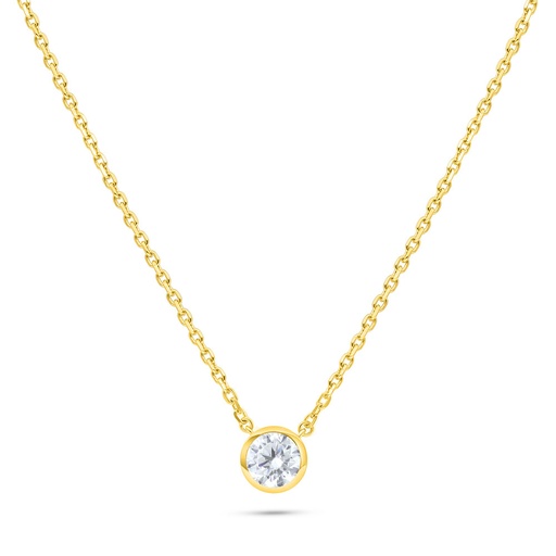 [NCL02WCZ00000B535] Sterling Silver 925 Necklace Golden Plated Embedded With White Zircon