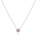 Sterling Silver 925 Necklace Rhodium Plated Embedded With pink Zircon 