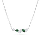 Sterling Silver 925 Necklace Rhodium Plated Embedded With Emerald Zircon And White Zircon