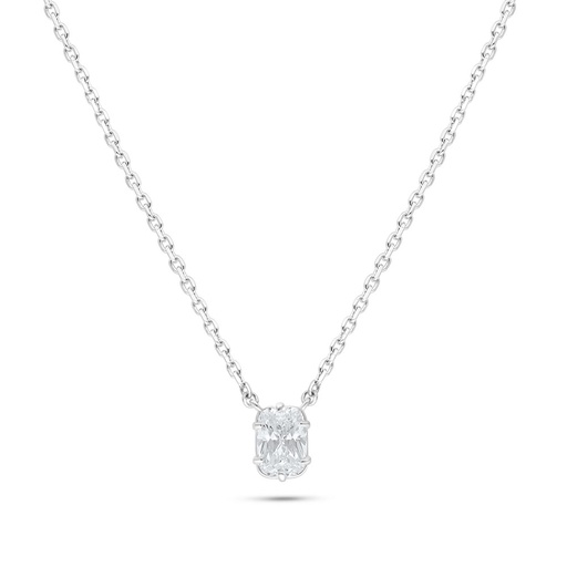 [NCL01WCZ00000B538] Sterling Silver 925 Necklace Rhodium Plated Embedded With White Zircon