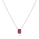 Sterling Silver 925 Necklace Rhodium Plated Embedded With Ruby Corundum 