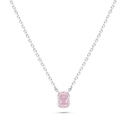 Sterling Silver 925 Necklace Rhodium Plated Embedded With pink Zircon 