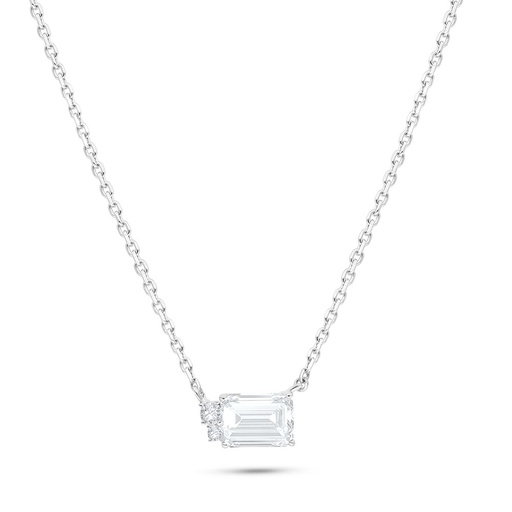 [NCL01WCZ00000B539] Sterling Silver 925 Necklace Rhodium Plated Embedded With White Zircon