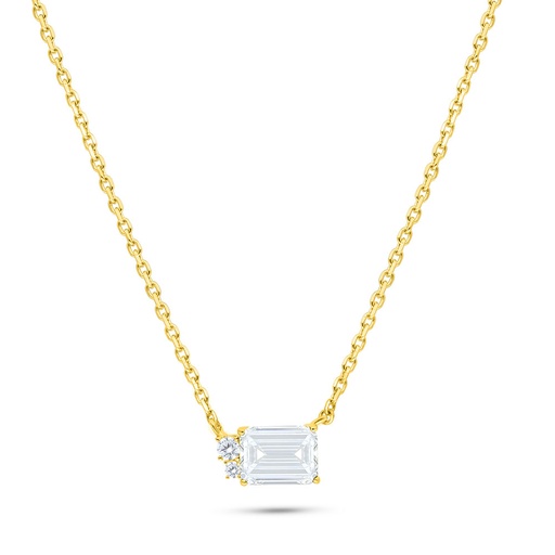 [NCL02WCZ00000B539] Sterling Silver 925 Necklace Golden Plated Embedded With White Zircon