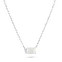 Sterling Silver 925 Necklace Rhodium Plated Embedded With Yellow Diamond And White Zircon