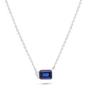 Sterling Silver 925 Necklace Rhodium Plated Embedded With Sapphire Corundum And White Zircon