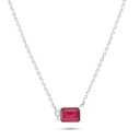 Sterling Silver 925 Necklace Rhodium Plated Embedded With Ruby Corundum And White Zircon