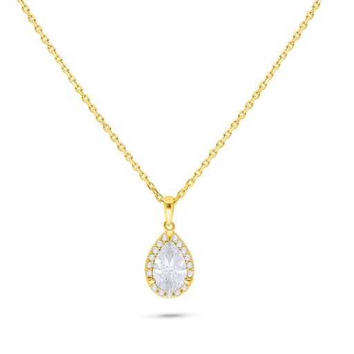 [NCL02WCZ00000B542] Sterling Silver 925 Necklace Golden Plated Embedded With White Zircon