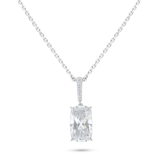 [NCL01WCZ00000B544] Sterling Silver 925 Necklace Rhodium Plated Embedded With White Zircon