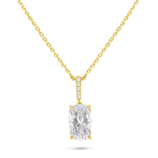 [NCL02WCZ00000B544] Sterling Silver 925 Necklace Golden Plated Embedded With White Zircon