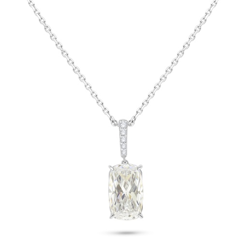 [NCL01CIT00WCZB544] Sterling Silver 925 Necklace Rhodium Plated Embedded With Yellow Diamond And White Zircon