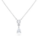 Sterling Silver 925 Necklace Rhodium Plated Embedded With White Zircon