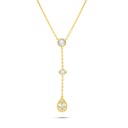 Sterling Silver 925 Necklace Golden Plated Embedded With Yellow Diamond And White Zircon