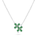 Sterling Silver 925 Necklace Rhodium Plated Embedded With Emerald Zircon And White Zircon