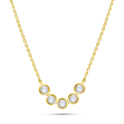 [NCL02WCZ00000B552] Sterling Silver 925 Necklace Golden Plated Embedded With White Zircon