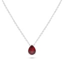 Sterling Silver 925 Necklace Rhodium Plated Embedded With Ruby Corundum 