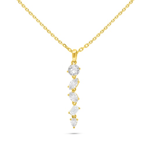 [NCL02WCZ00000B556] Sterling Silver 925 Necklace Golden Plated Embedded With White Zircon