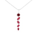 Sterling Silver 925 Necklace Rhodium Plated Embedded With Ruby Corundum And White Zircon