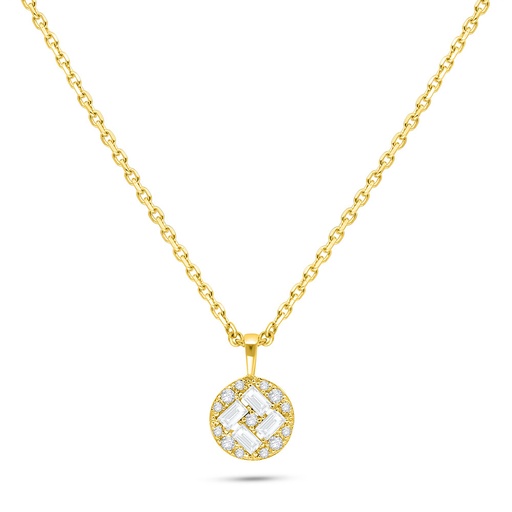 [NCL02WCZ00000B559] Sterling Silver 925 Necklace Golden Plated Embedded With White Zircon