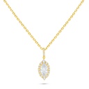 Sterling Silver 925 Necklace Golden Plated Embedded With White Zircon