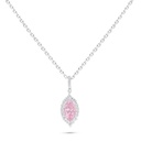 Sterling Silver 925 Necklace Rhodium Plated Embedded With pink Zircon And White Zircon