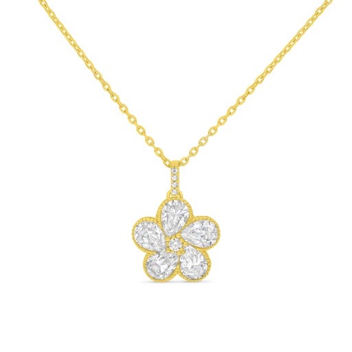 [NCL02WCZ00000B561] Sterling Silver 925 Necklace Golden Plated Embedded With White Zircon