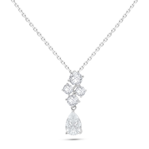 [NCL01WCZ00000B563] Sterling Silver 925 Necklace Rhodium Plated Embedded With White Zircon