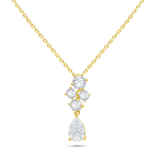 [NCL02WCZ00000B563] Sterling Silver 925 Necklace Golden Plated Embedded With White Zircon