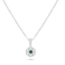 Sterling Silver 925 Necklace Rhodium Plated Embedded With Emerald Zircon And White Zircon