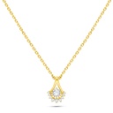 Sterling Silver 925 Necklace Golden Plated Embedded With White Zircon