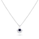 Sterling Silver 925 Necklace Rhodium Plated Embedded With Sapphire Corundum And White Zircon