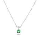 Sterling Silver 925 Necklace Rhodium Plated Embedded With Emerald Zircon And White Zircon