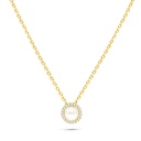 Sterling Silver 925 Necklace Golden Plated Embedded With White Shell Pearl And White Zircon