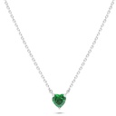 Sterling Silver 925 Necklace Rhodium Plated Embedded With Emerald Zircon