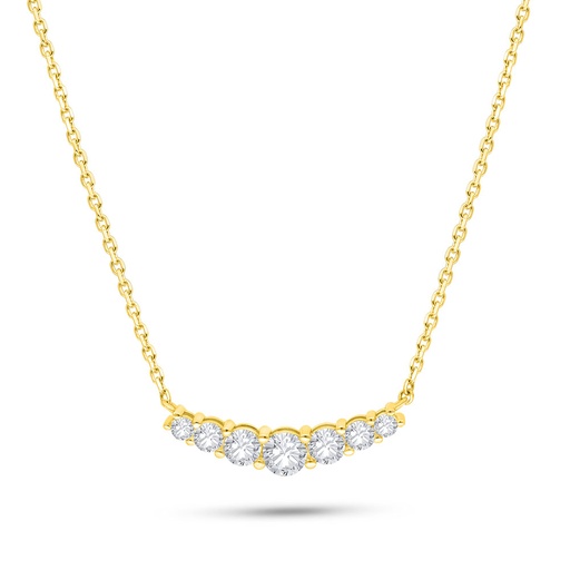 [NCL02WCZ00000B569] Sterling Silver 925 Necklace Golden Plated Embedded With White Zircon