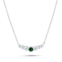 Sterling Silver 925 Necklace Rhodium Plated Embedded With Emerald Zircon And White Zircon