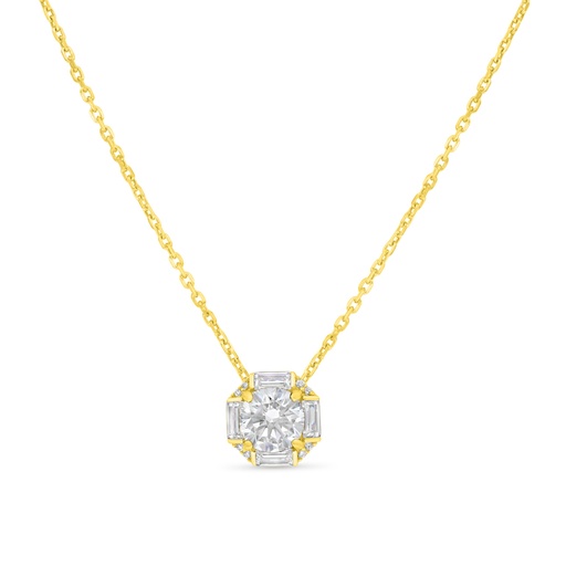 [NCL02WCZ00000B571] Sterling Silver 925 Necklace Golden Plated Embedded With White Zircon