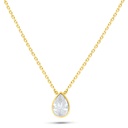 Sterling Silver 925 Necklace Golden Plated Embedded With White Zircon