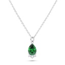 Sterling Silver 925 Necklace Rhodium Plated Embedded With Emerald Zircon And White Zircon