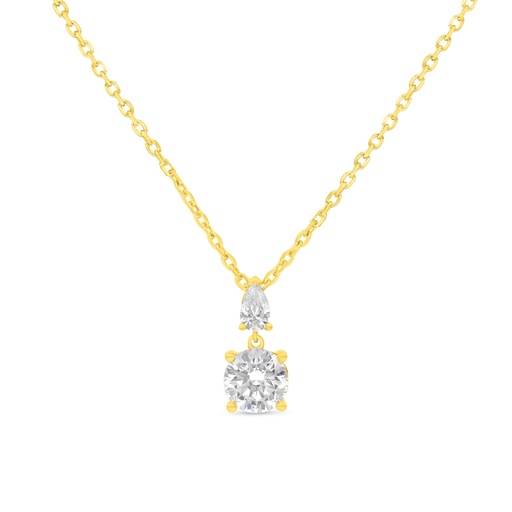 [NCL02WCZ00000B575] Sterling Silver 925 Necklace Golden Plated Embedded With White Zircon