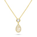 Sterling Silver 925 Necklace Golden Plated Embedded With Yellow Diamond And White Zircon